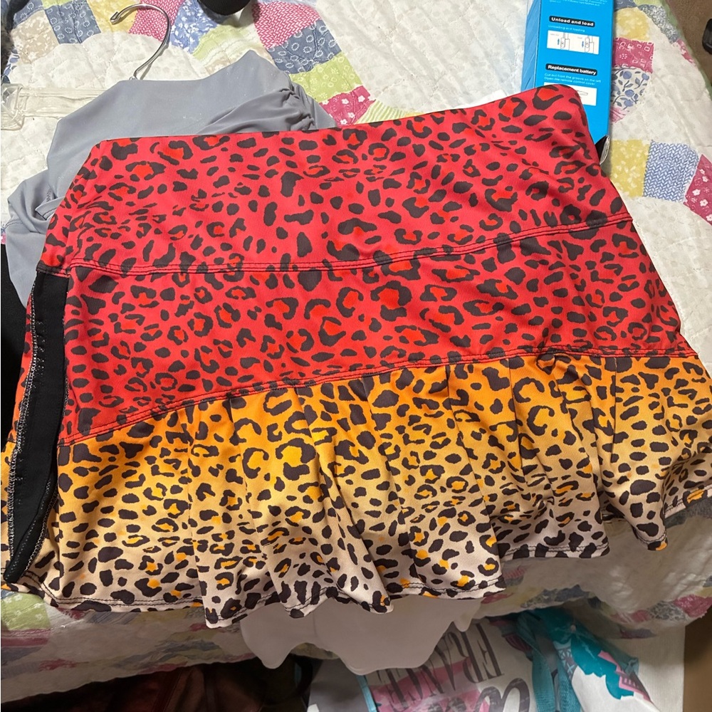 Lucky in Love Red and Yellow Animal Print Midi Skirt